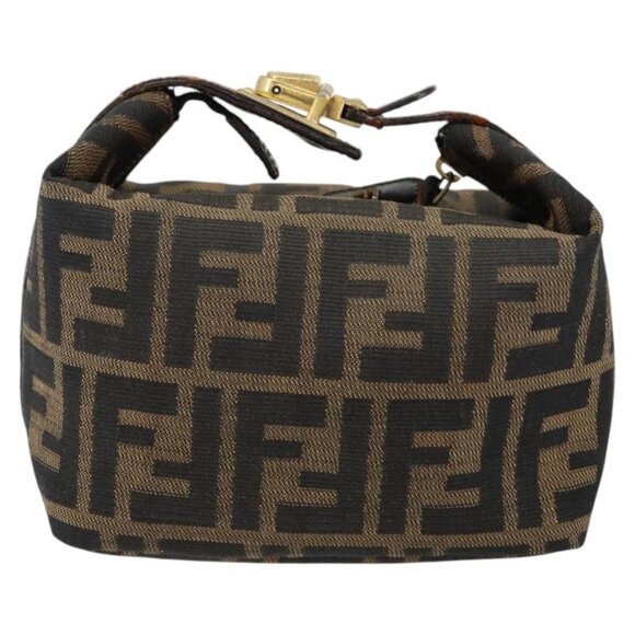 FENDI Zucca Canvas Vanity Hand Bag Black Brown Auth 150140 - Picture 2 of 16